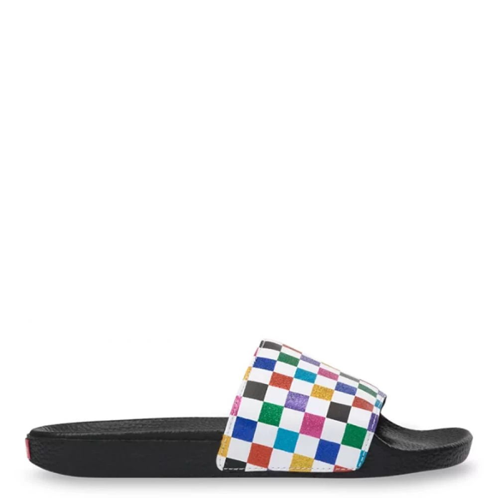 Vans Women's Glitter Slide-On In Checkerboard-Multi