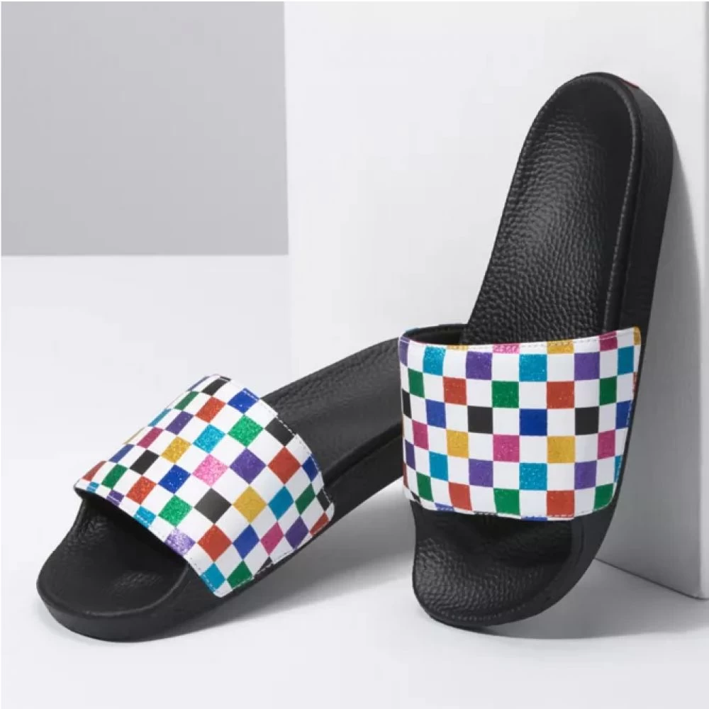 Vans Women's Glitter Slide-On In Checkerboard-Multi - Image 2