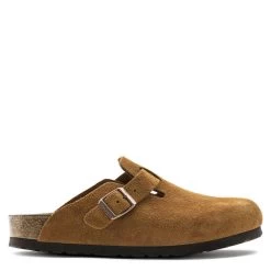 Birkenstock Boston Softbed Suede Leather In Mink (Narrow Width)