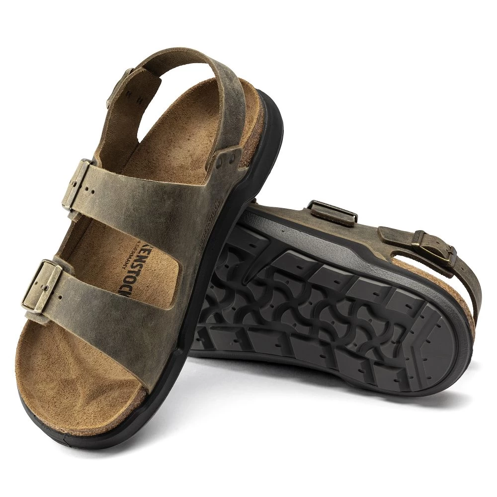 Birkenstock Men's Milano CT Oiled Leather In Faded Khaki - Image 3