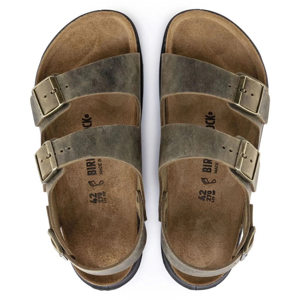 Birkenstock Men's Milano CT Oiled Leather In Faded Khaki - Image 4