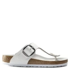 Birkenstock Women's Big Buckle Gizeh Leather In White
