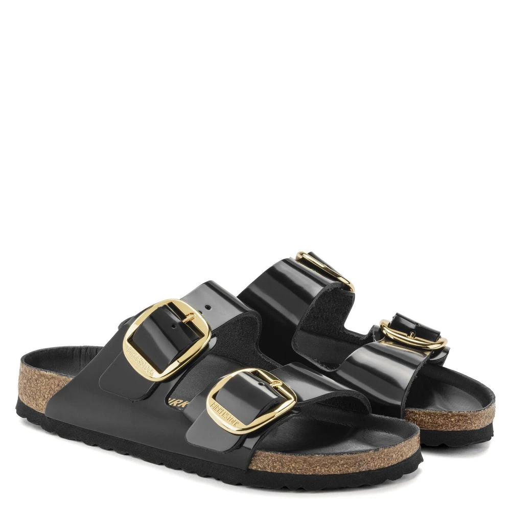 Birkenstock Women's Big Buckle Arizona Natural Leather Patent In High Shine Black - Image 2