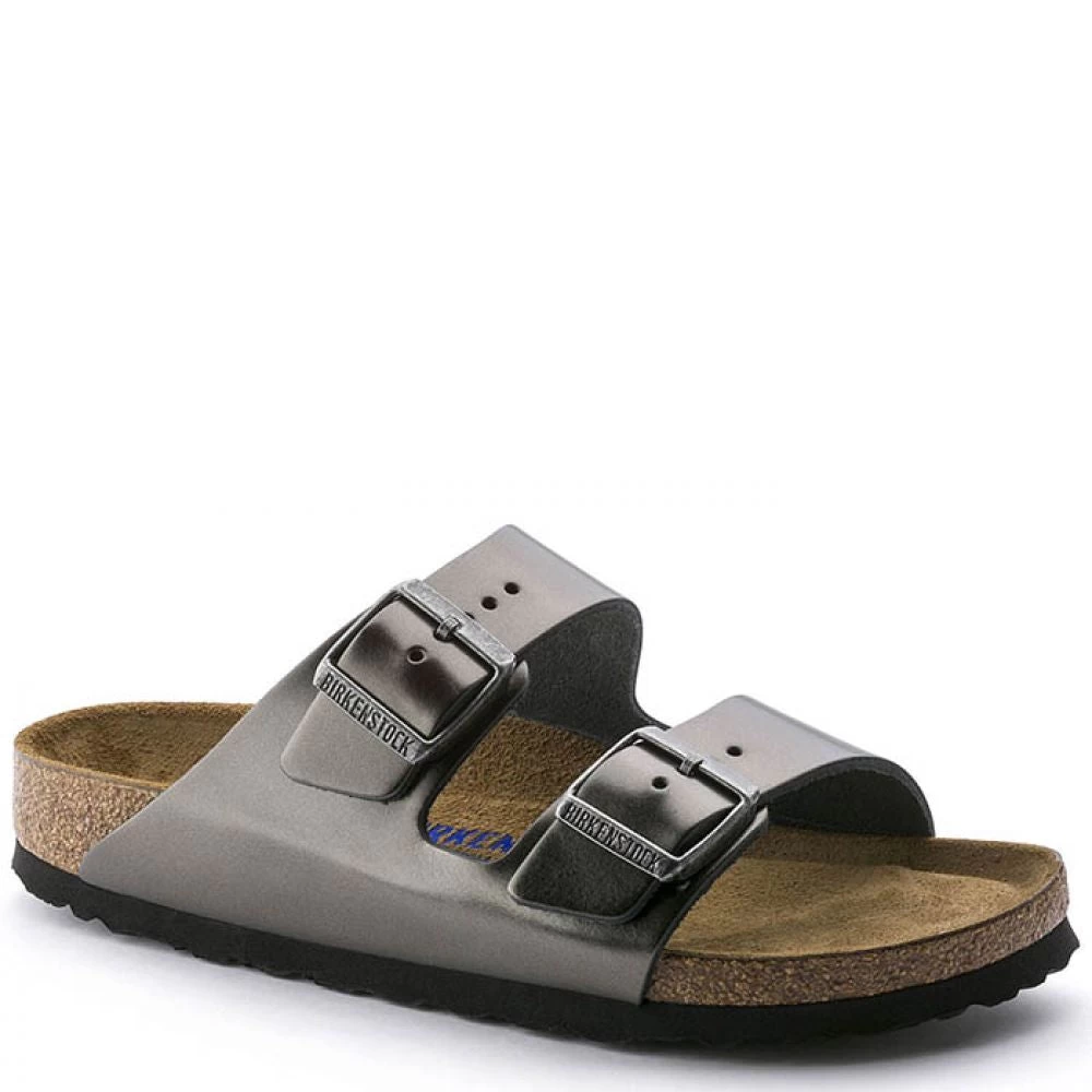 Birkenstock Women's Arizona Softbed Leather In Metallic Anthracite (Narrow Width) - Image 2