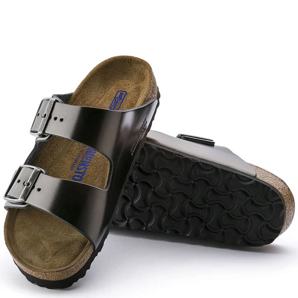 Birkenstock Women's Arizona Softbed Leather In Metallic Anthracite (Narrow Width) - Image 4