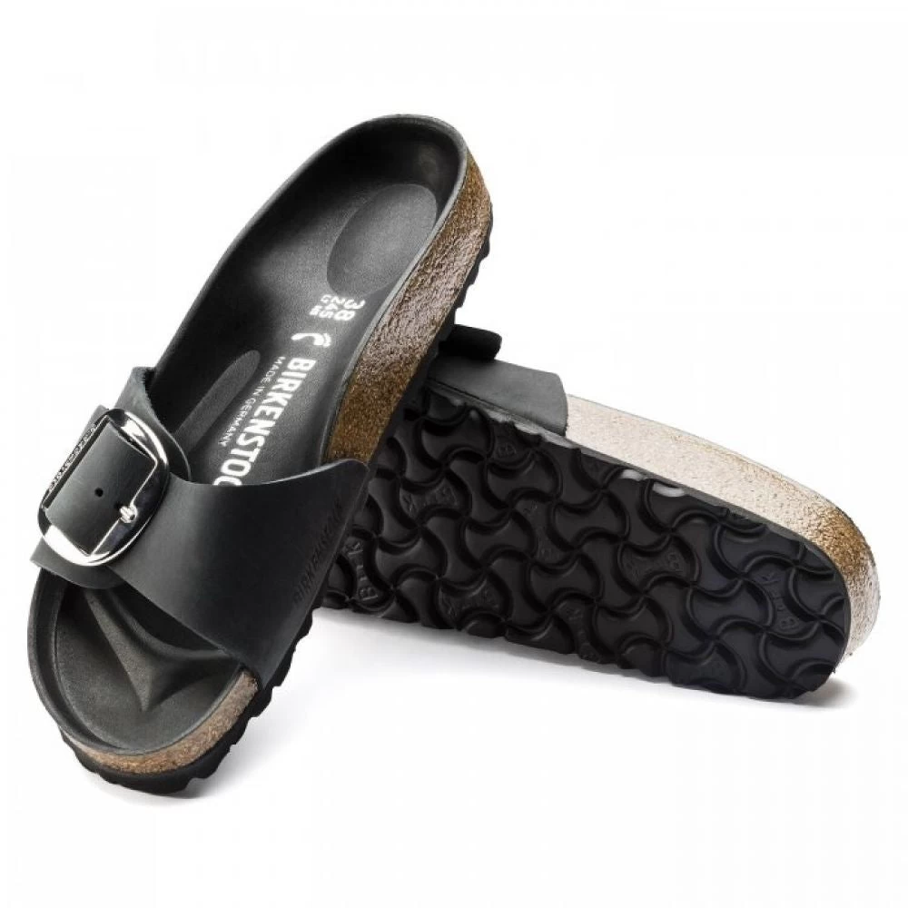 Birkenstock Women's Madrid Big Buckle Oiled Leather In Black (Narrow Width) - Image 3