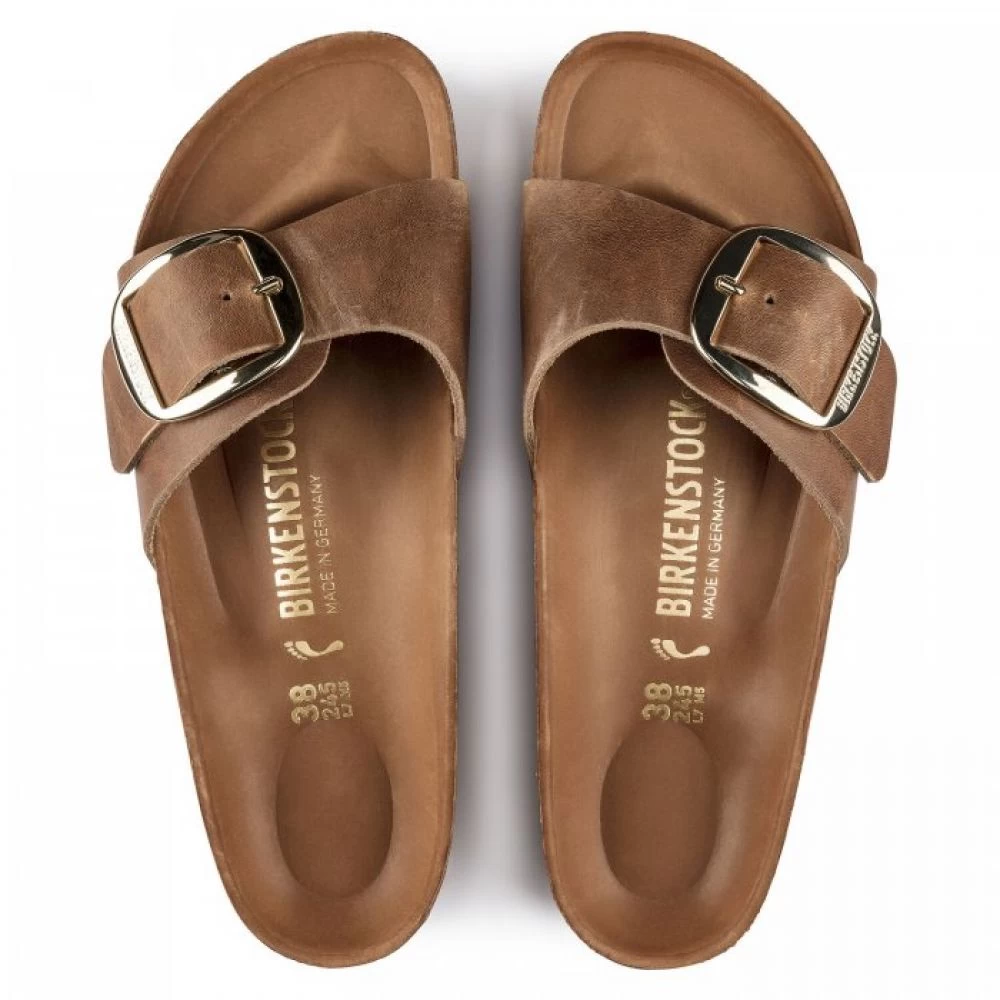 Birkenstock Women's Madrid Big Buckle Oiled Leather In Cognac (Narrow Width) - Image 3