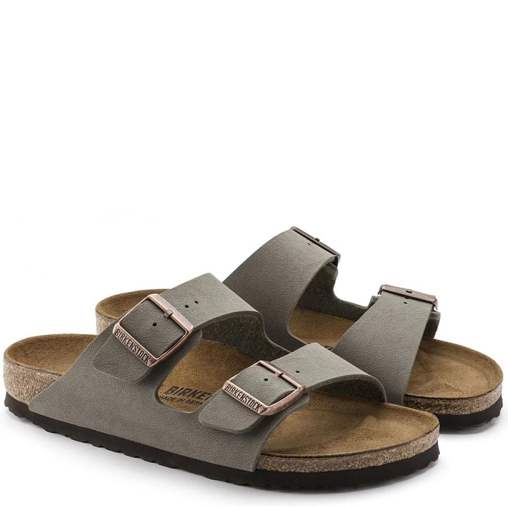 Birkenstock Arizona Birkibuc In Stone (Narrow Width) - Image 2
