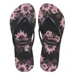 Havaianas Women's Slim Organic Flip Flop In Black/Dark Grey/Rose Gold