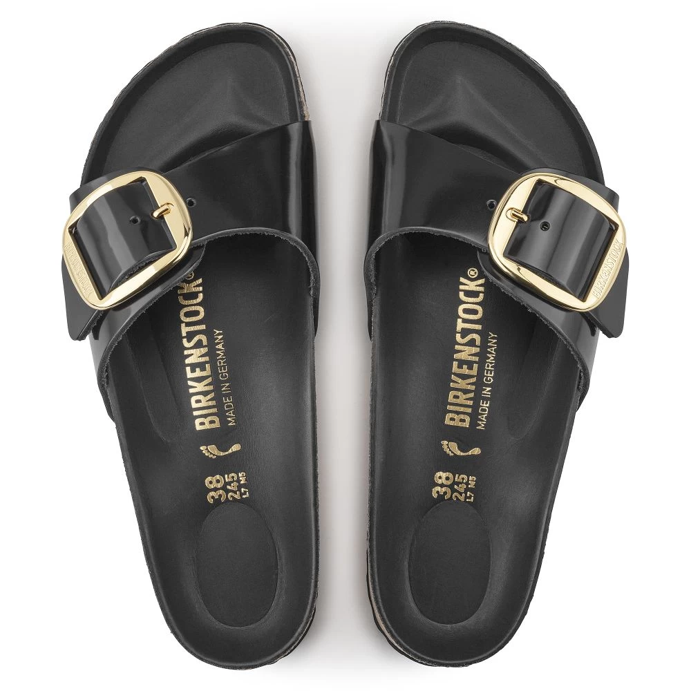 Birkenstock Women's Madrid Big Buckle Oiled Leather In High Shine Black (Narrow Width) - Image 3