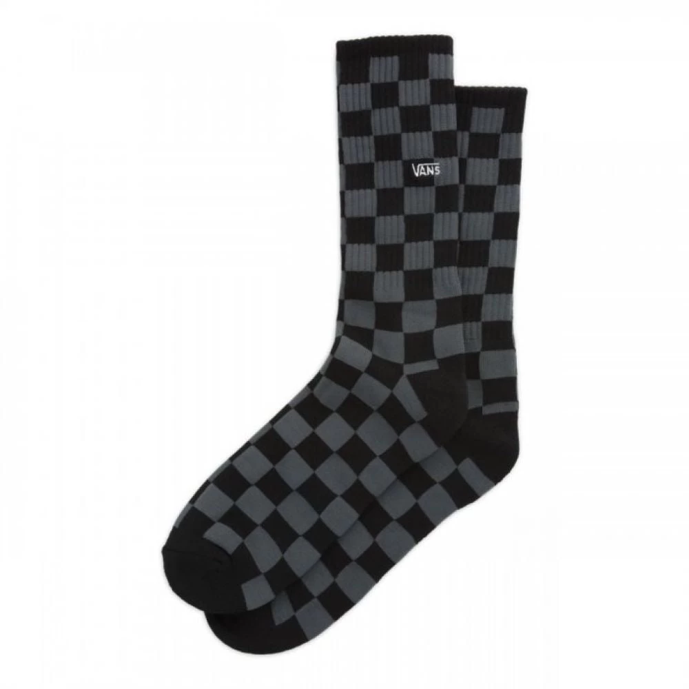 Vans Checkerboard Crew Sock In Black/Charcoal (Large)