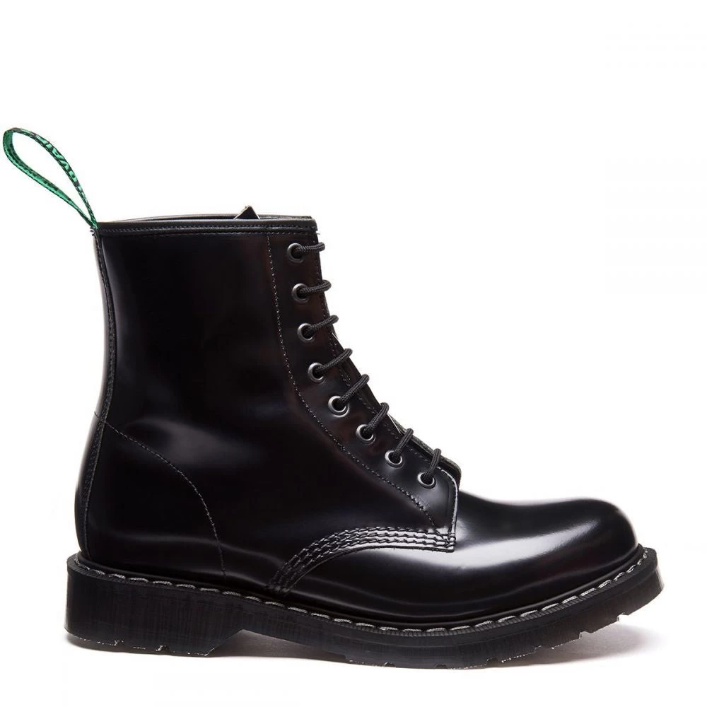 Solovair 8 Eye Derby Boot In Black Hi-Shine