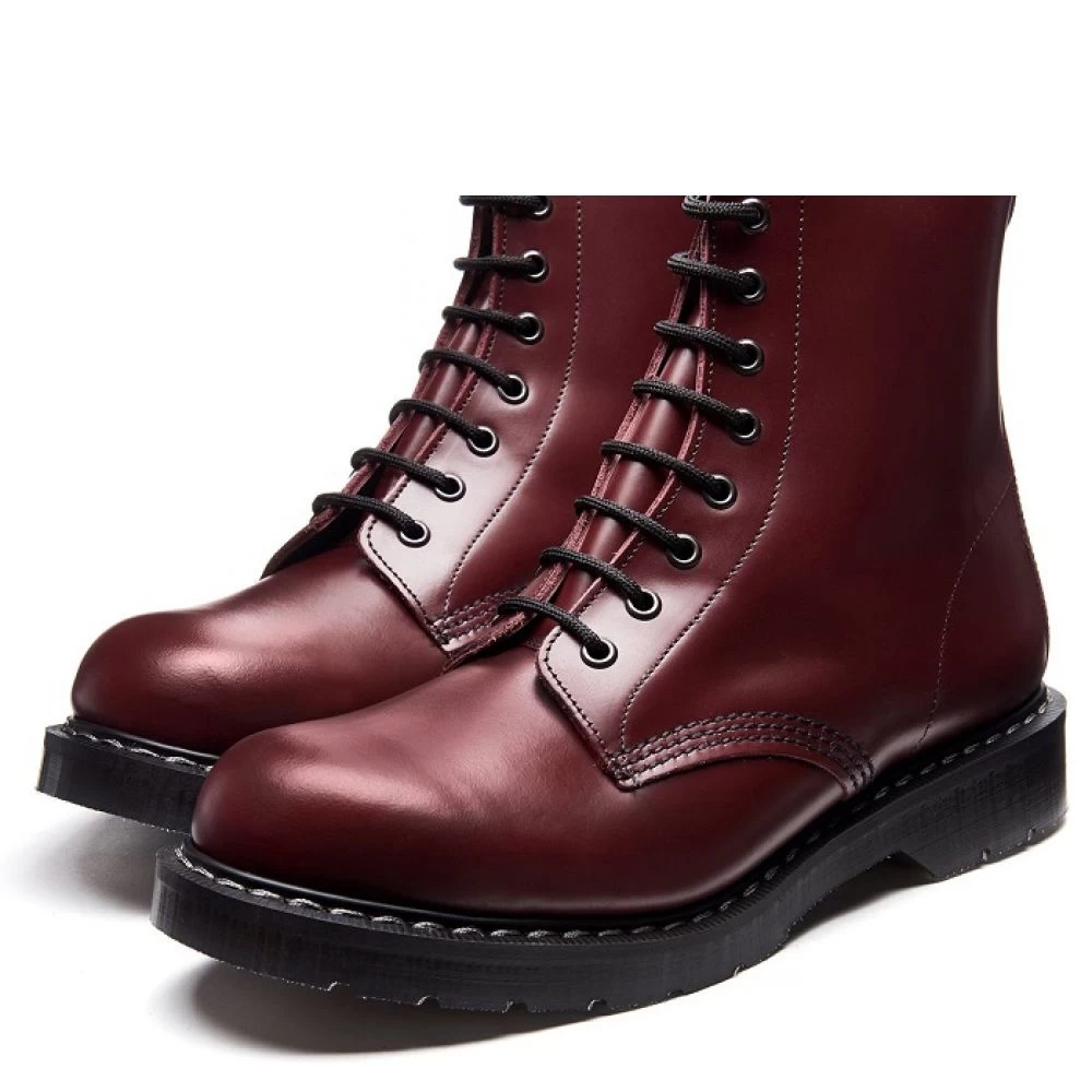 Solovair 8 Eye Derby Boot In Oxblood Hi-Shine - Image 3