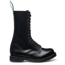 Solovair 14 Eye Derby Boot In Black Hi-Shine
