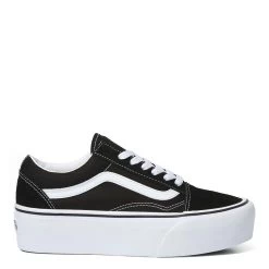 Vans Women's Old Skool Stackform In Suede/Canvas Black/True White